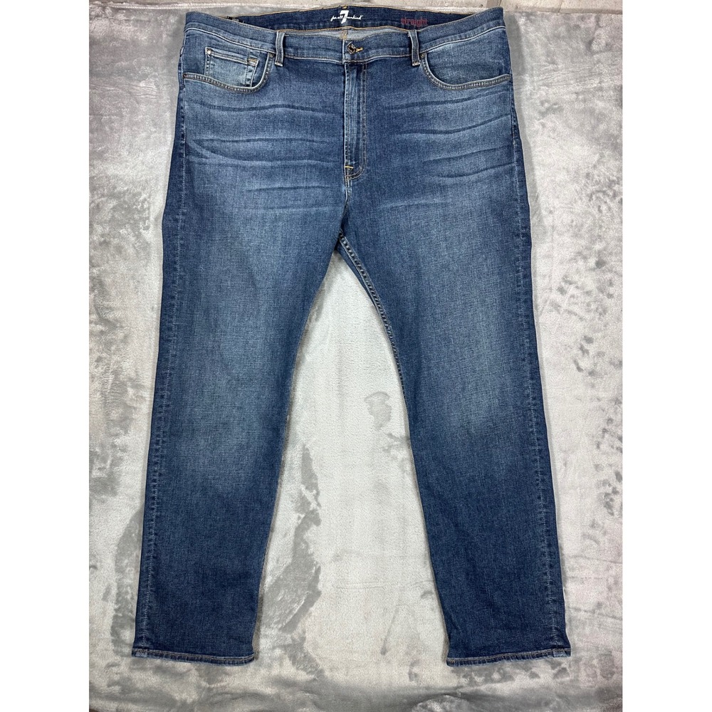 7 For All Mankind Mens Straight Leg Jeans Blue Medium Wash Stretch Size 46